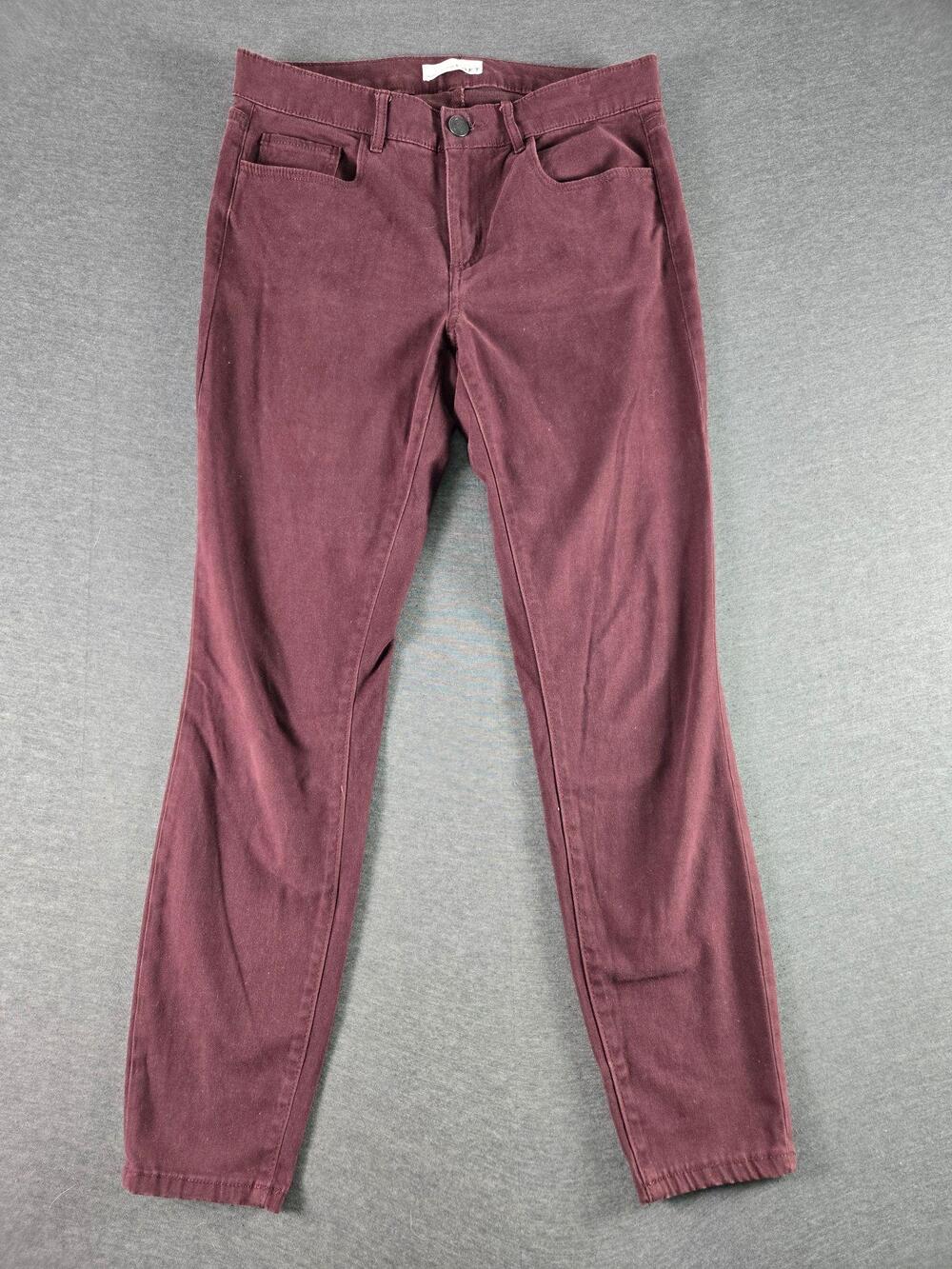 LOFT Jeans Womens 4 27 Burgundy Purple Skinny Slim Fit Casual Fall Denim Pants